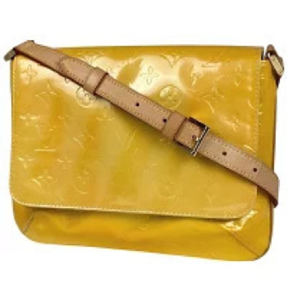 Louis Vuitton Thompson Street Enamel Shoulder Bag Monogram Vernis Lime Yellow